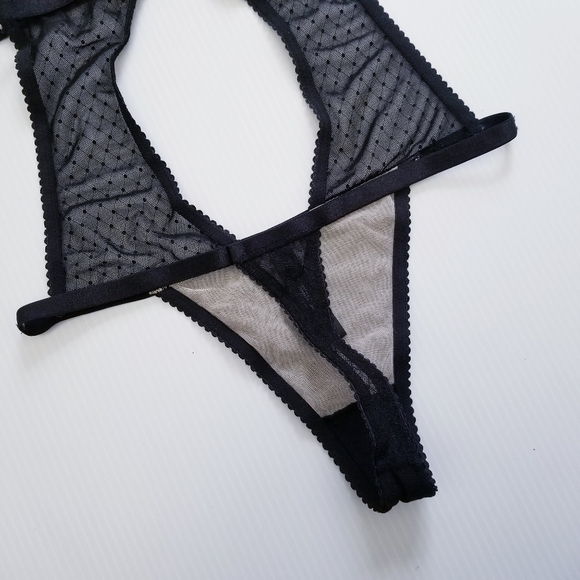 VICTORIA'S SECRET Very Sexy Black Mesh Heart Rhinestones Teddy Size Small - Picture 13 of 16